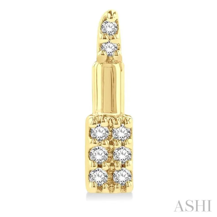 1/20 ctw Petite Lipstick Round Cut Diamond Fashion Stud Earring in 10K Yellow Gold