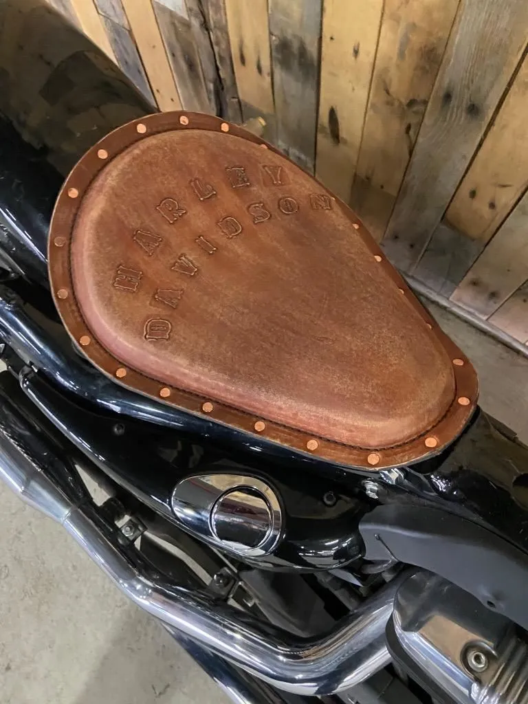 2010-2022 Spring Seat Sportster Brown Distressed Harley Hand tooled Mounting Kit