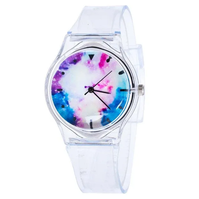 2017 Chilrend Lovely Kids Watches Transparent Quartz Silicone Watch Children Students Watch Girls WristWatches Montre Enfant