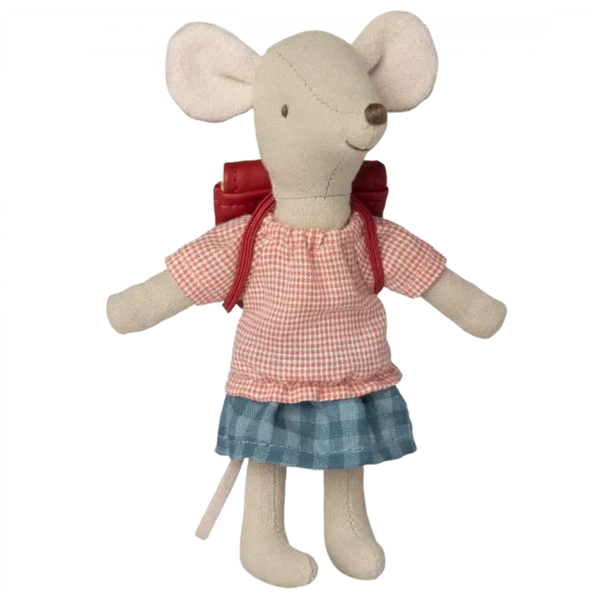 2023 Maileg Big Sister Tricycle Mouse with Bag - Red