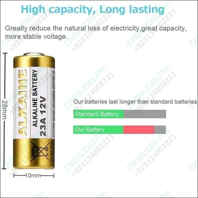 23a 12v Alkaline Battery Cells Mercury Free