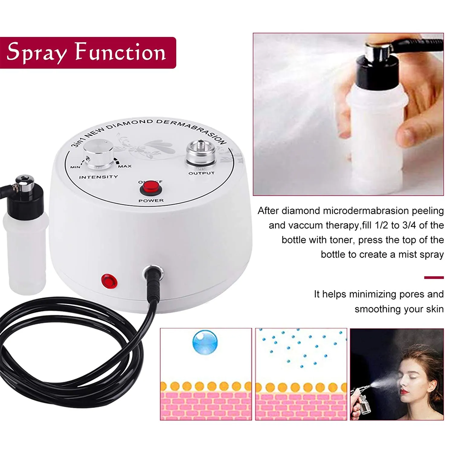 3 in 1 Diamond Microdermabrasion Peel Machine Water Spray Exfoliation Dermabrasion Machine Removal Wrinkle Facial Peeling For SPA