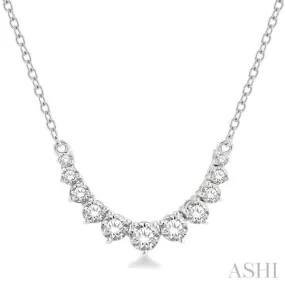 3/4 Ctw Graduated Diamond Smile Necklace in 14K White Gold