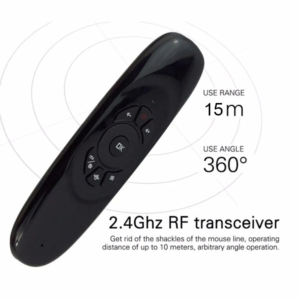 6-Axis Gyroscope C120 Rechargeable Wireless Air Mouse with Keyboard for Android TV Box and PC