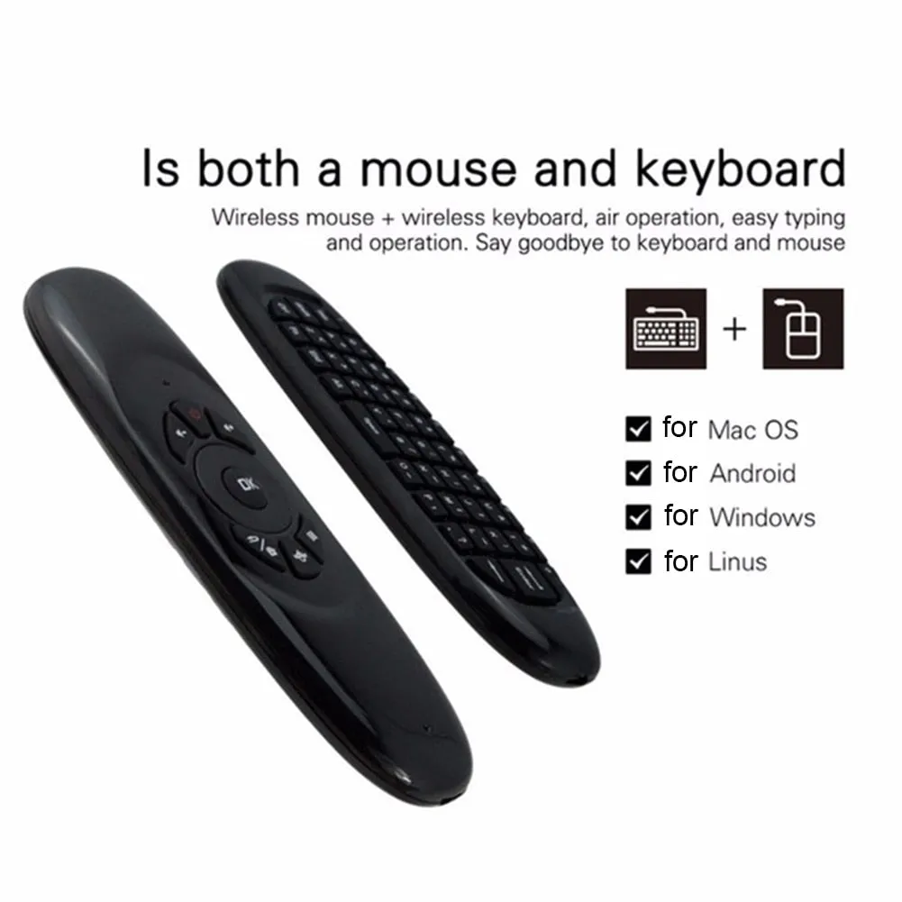 6-Axis Gyroscope C120 Rechargeable Wireless Air Mouse with Keyboard for Android TV Box and PC