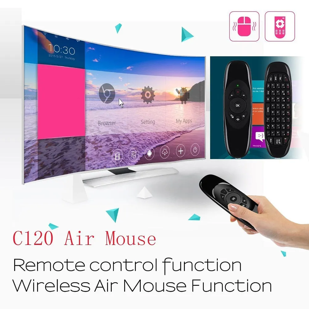 6-Axis Gyroscope C120 Rechargeable Wireless Air Mouse with Keyboard for Android TV Box and PC