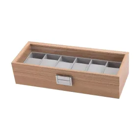 6 Grids Wooden Watch Display Case Holder Box Skw147