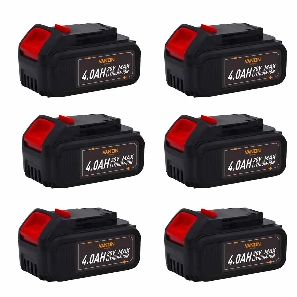 6 Pack 4.0Ah For Dewalt 20V Battery Replacement | DCB204-2 Li-ion