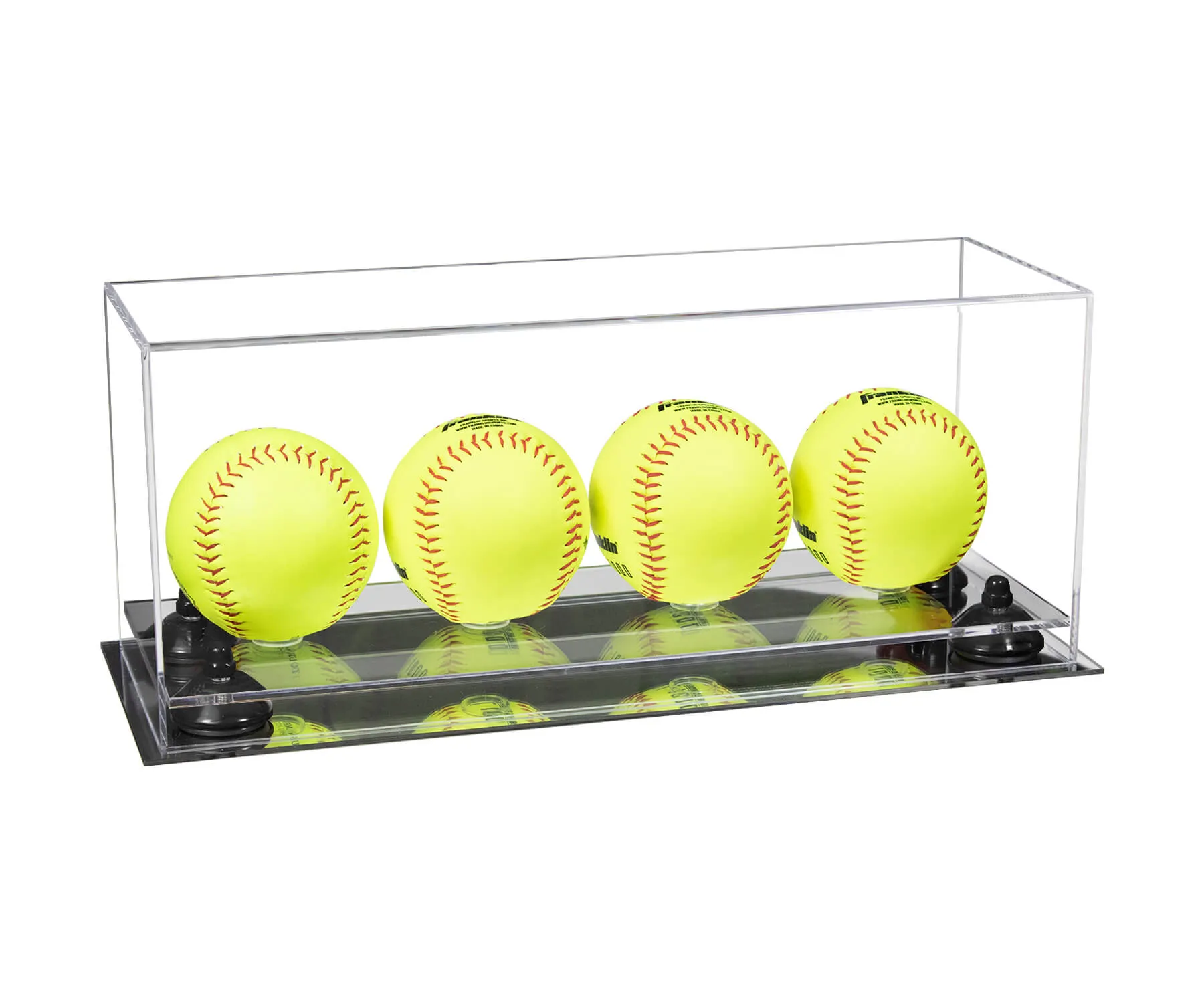 Acrylic Four Softballs Display Case 17 X 6 X 7 Clear (V46/A019)