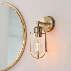 Amos Casket Bathroom Wall Light Antique Brass