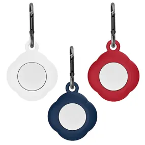 Apple Airtags-(2021) (FOSO) Silicone Airtag Case, Four Leaf Protective Cover - Dark Red, White & Navy Blue