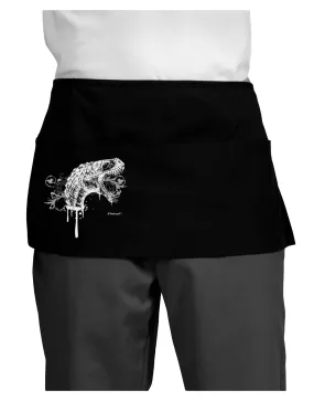 Artistic Ink Style Dinosaur Head Design Dark Adult Mini Waist Apron, Server Apron by TooLoud