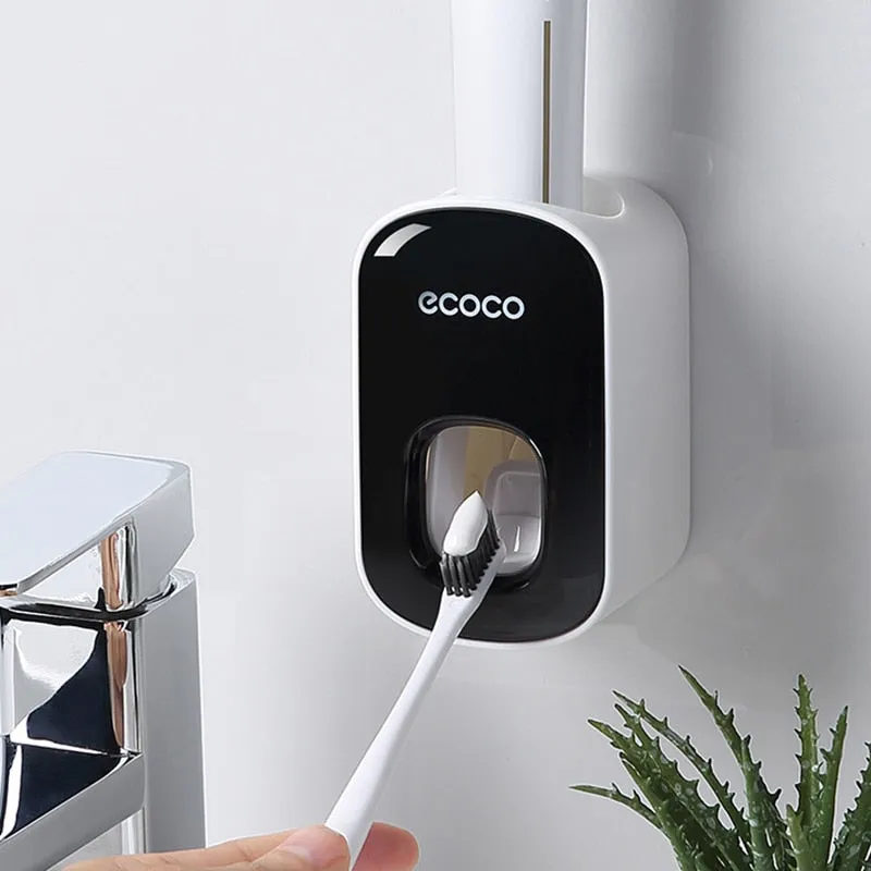 Automatic Toothpaste Dispenser Squeezers Toothpaste Tooth Dust-proof Toothbrush Holder Wall Mount Stand Bathroom Accessories Set