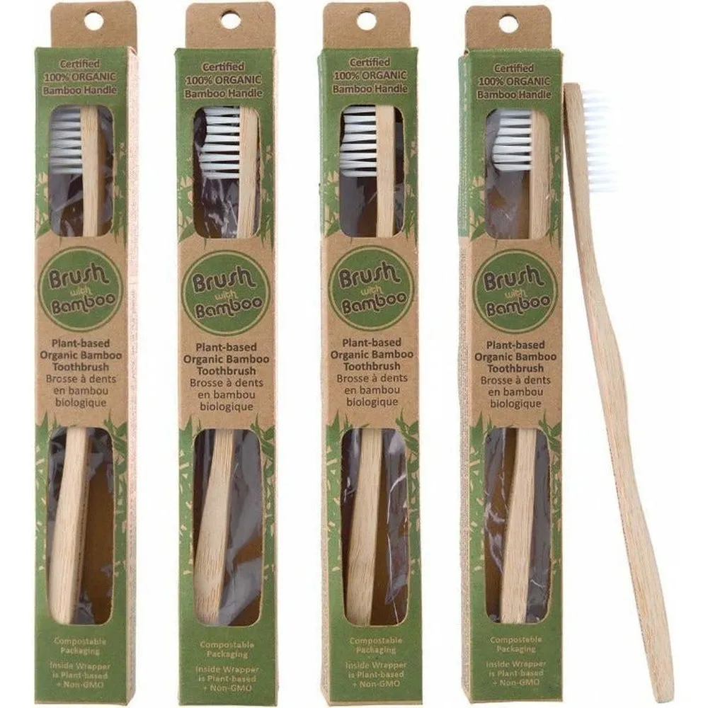 Bamboo Toothbrush with Plant-Based Bristles - Adult (Soft Bristles)