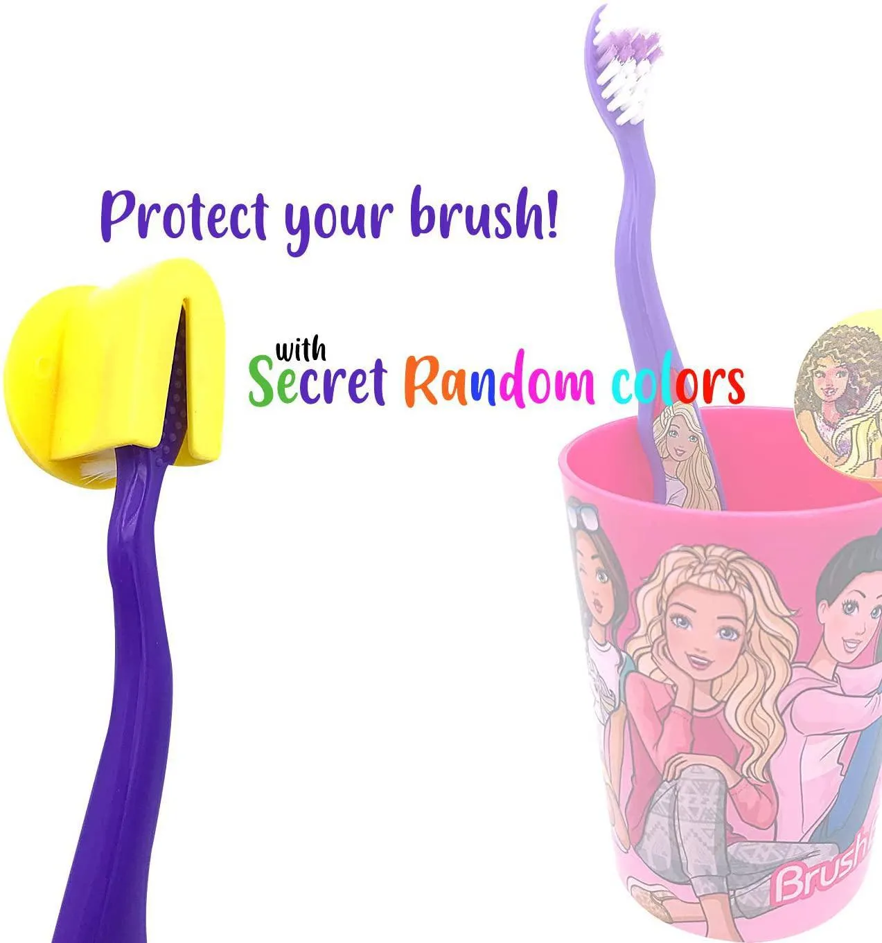 Barbie Premium Kids Soft Bristle Toothbrush Kit - Manual Toothbrush, Cover Cap, Rinsing Cup - Perfect Gifts for Girls