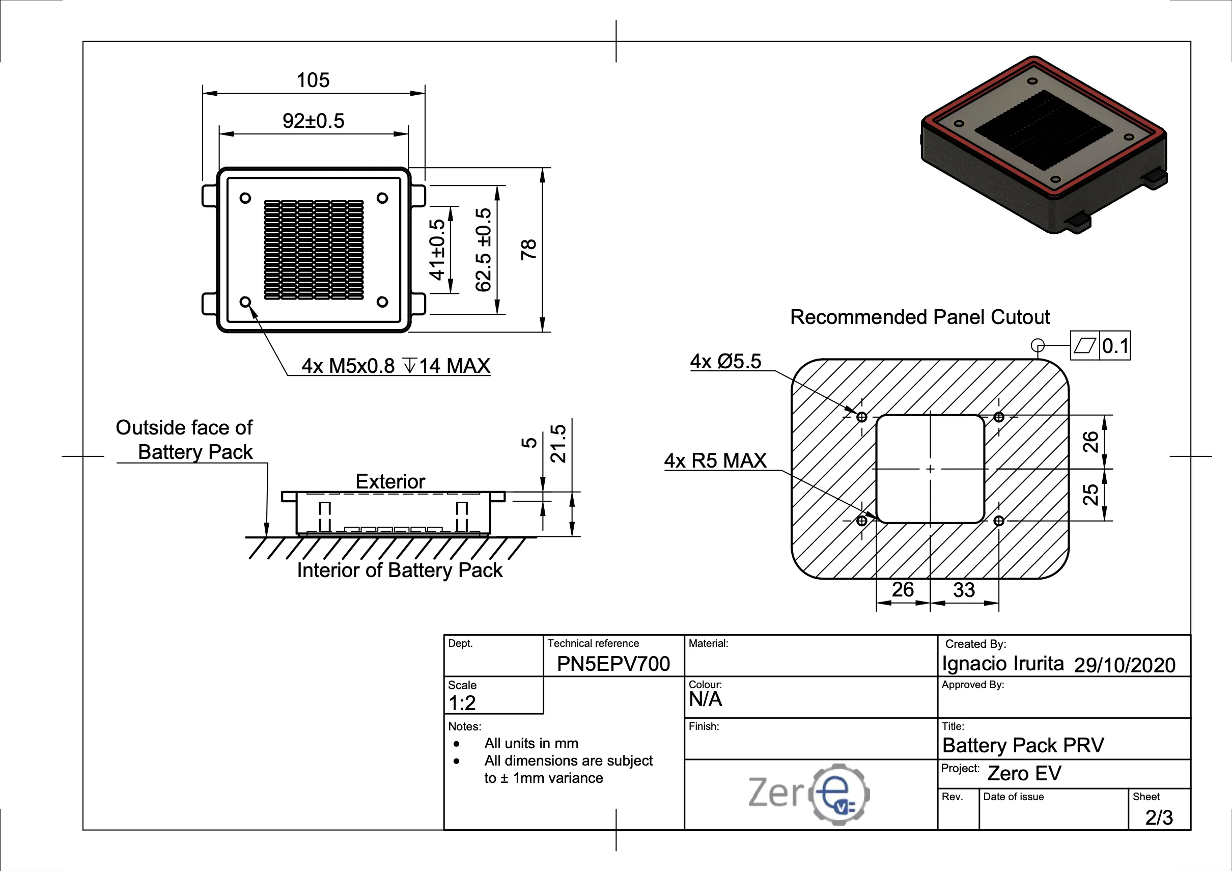 Battery Pack PRV Vent Blow Off Valve