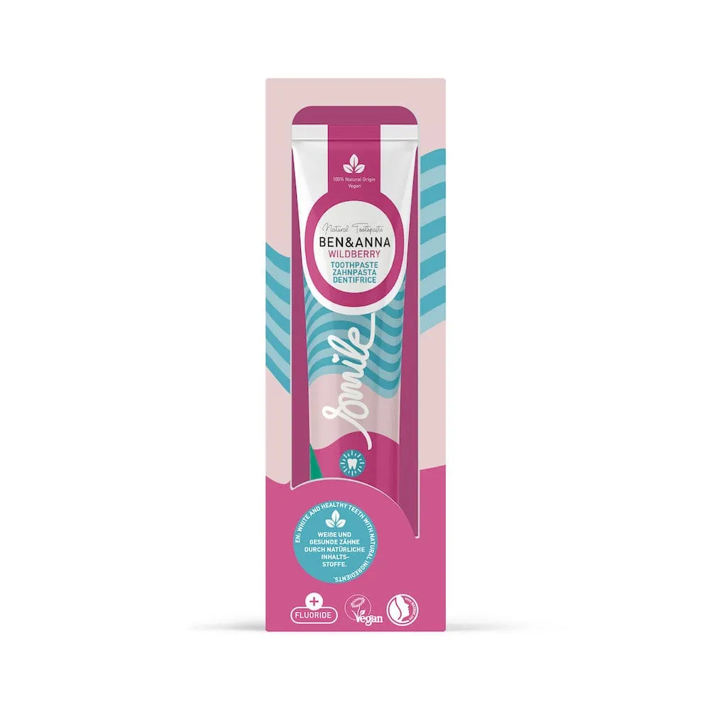 Ben & Anna Vegan Toothpaste Tube with Fluoride - Wild Berry