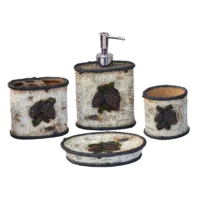 Birch Pinecone 4PC Bath Countertop Accessory Set