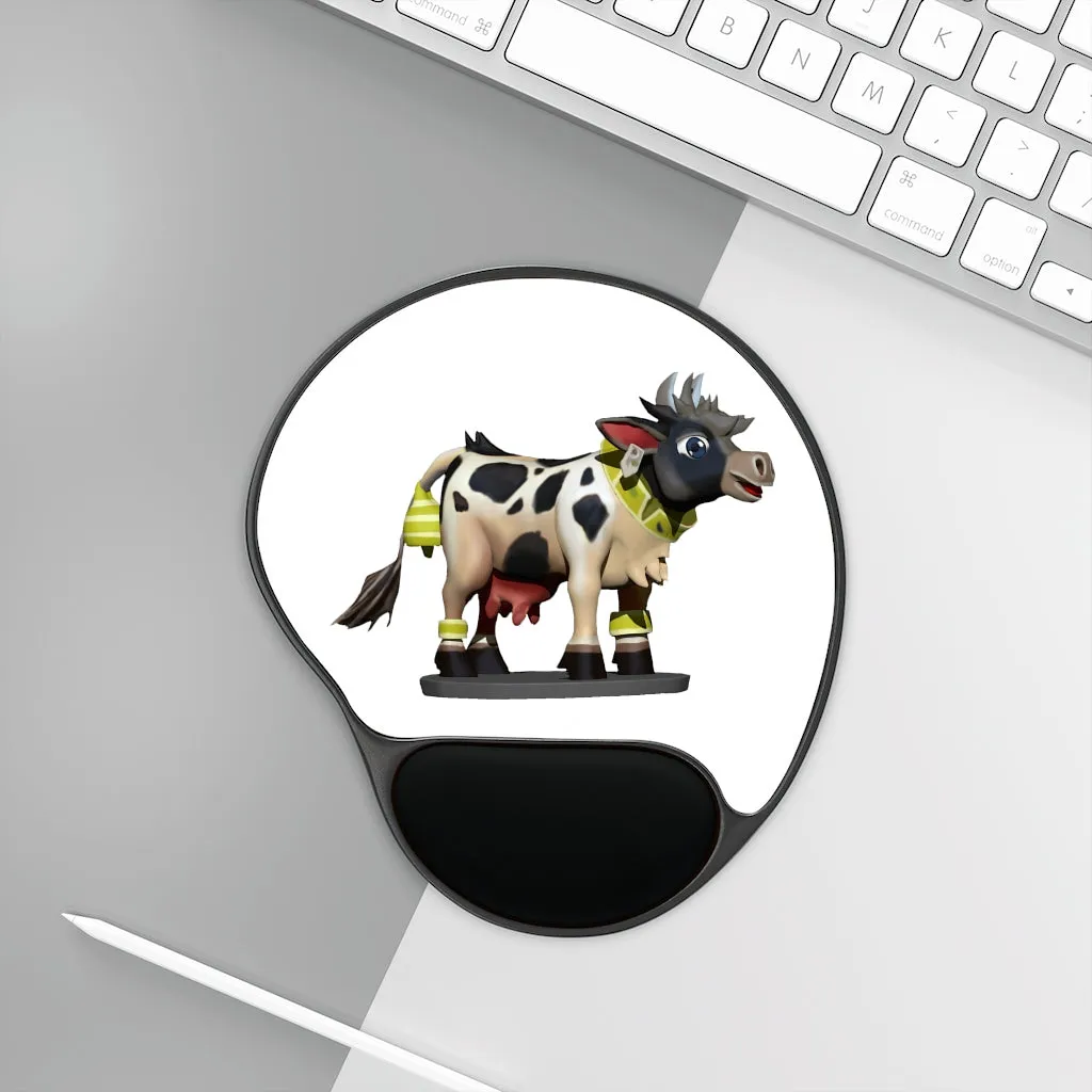 Black Cow Mouse Pad With Wrist Rest