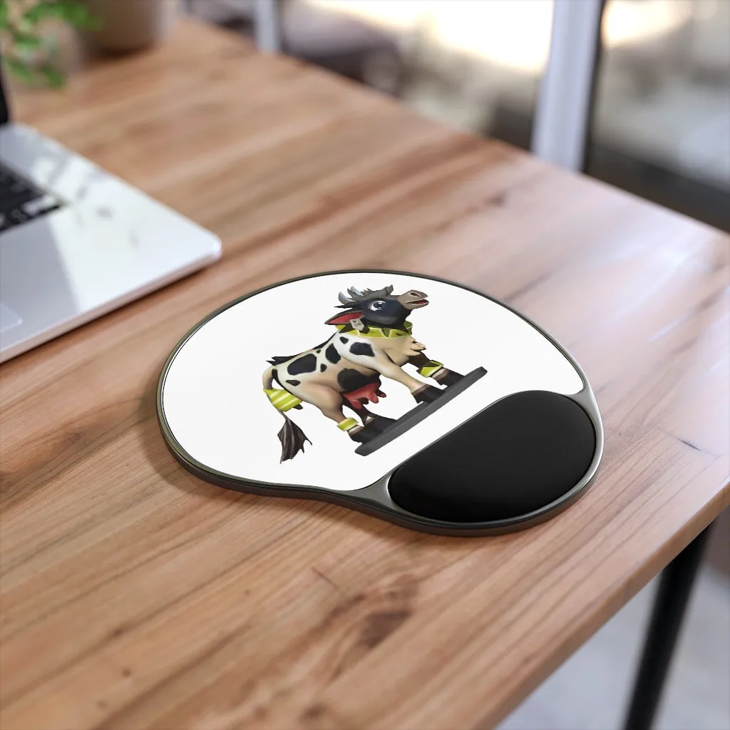 Black Cow Mouse Pad With Wrist Rest