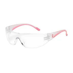 Bouton Optical 250-10-0920 Rimless Safety Glasses with Clear / Pink Temple, Clear Lens and Anti-Scratch / Anti-Fog Coating