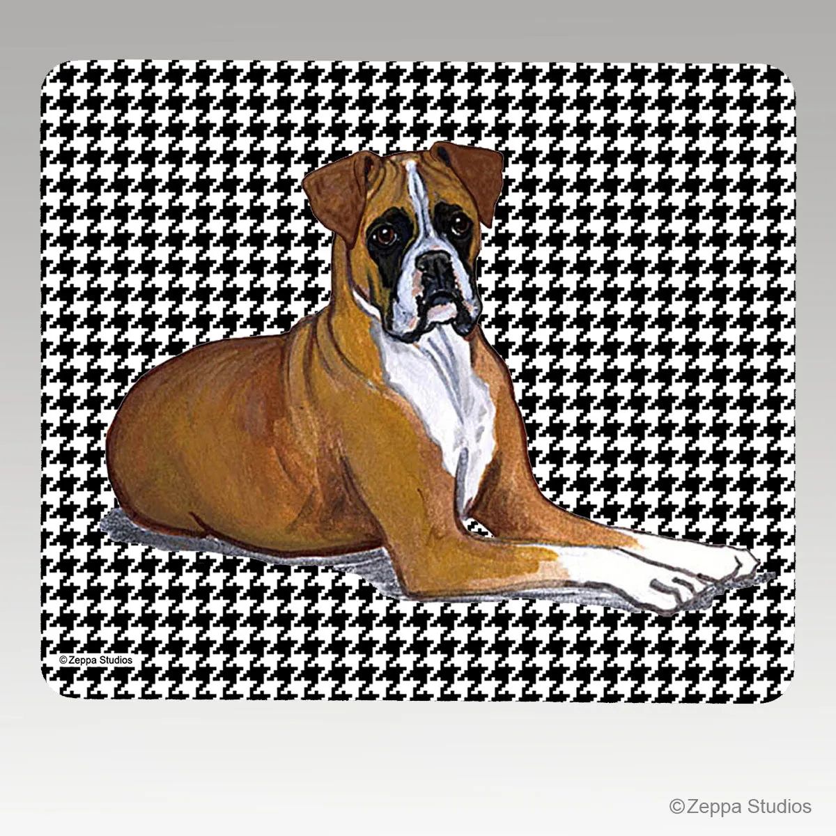 Boxer Houndstooth Mouse Pad