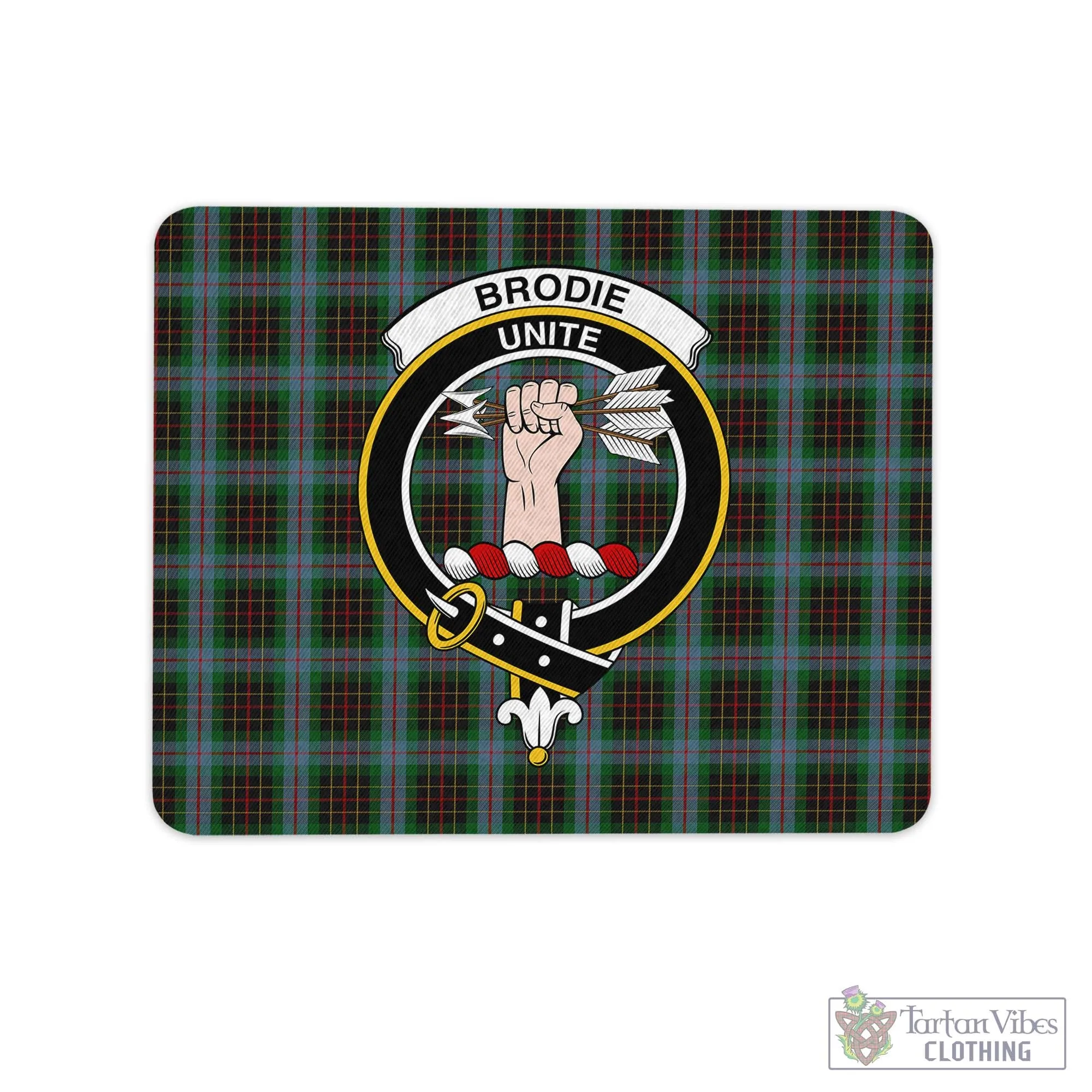 Brodie Hunting Tartan Mouse Pad with Family Crest