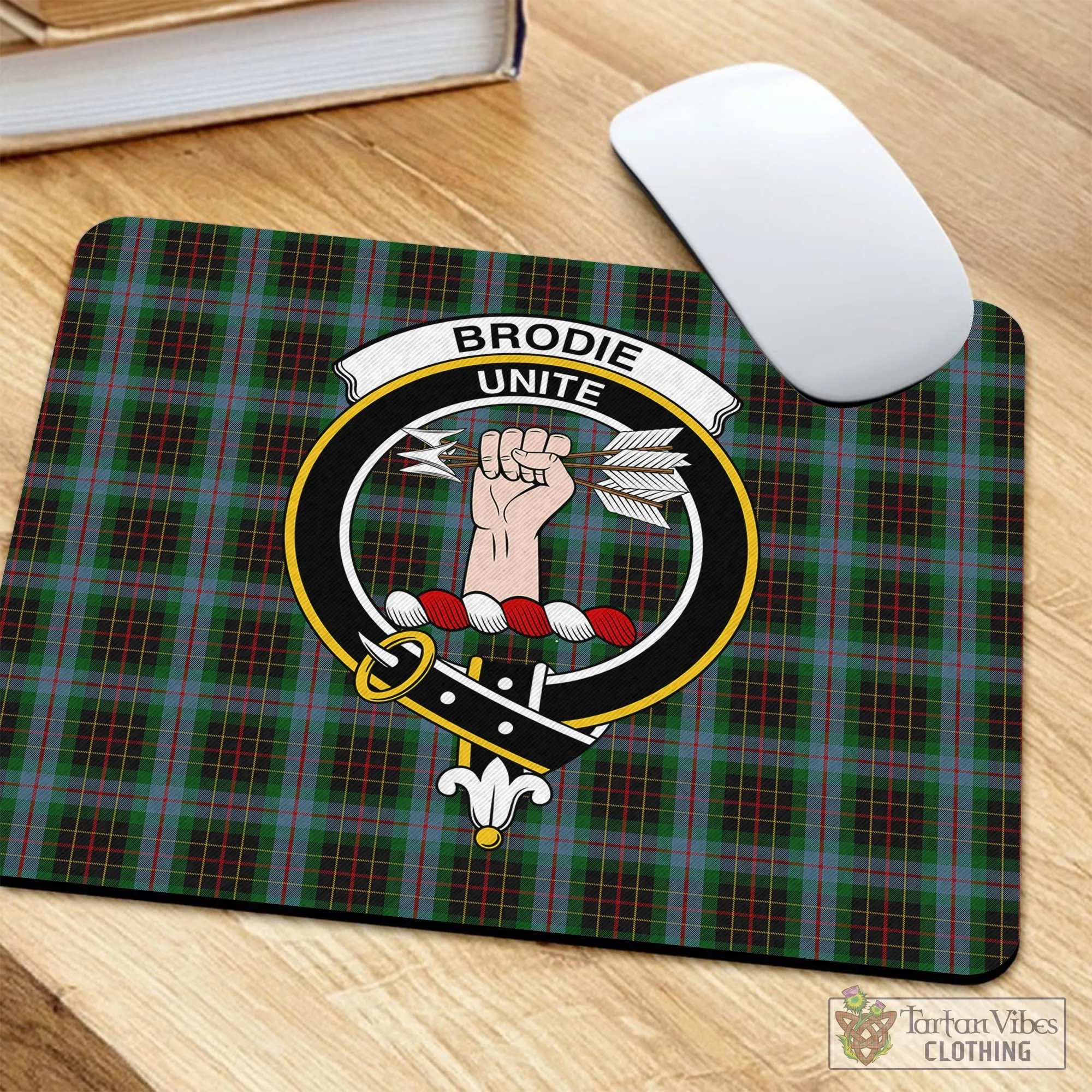 Brodie Hunting Tartan Mouse Pad with Family Crest