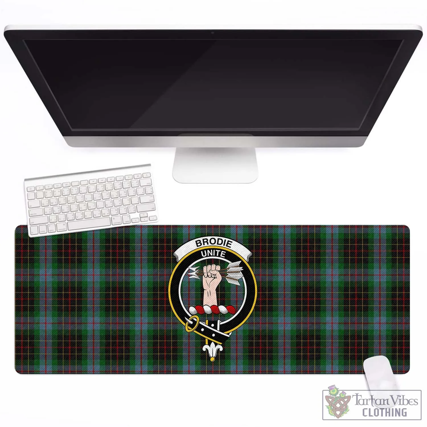 Brodie Hunting Tartan Mouse Pad with Family Crest