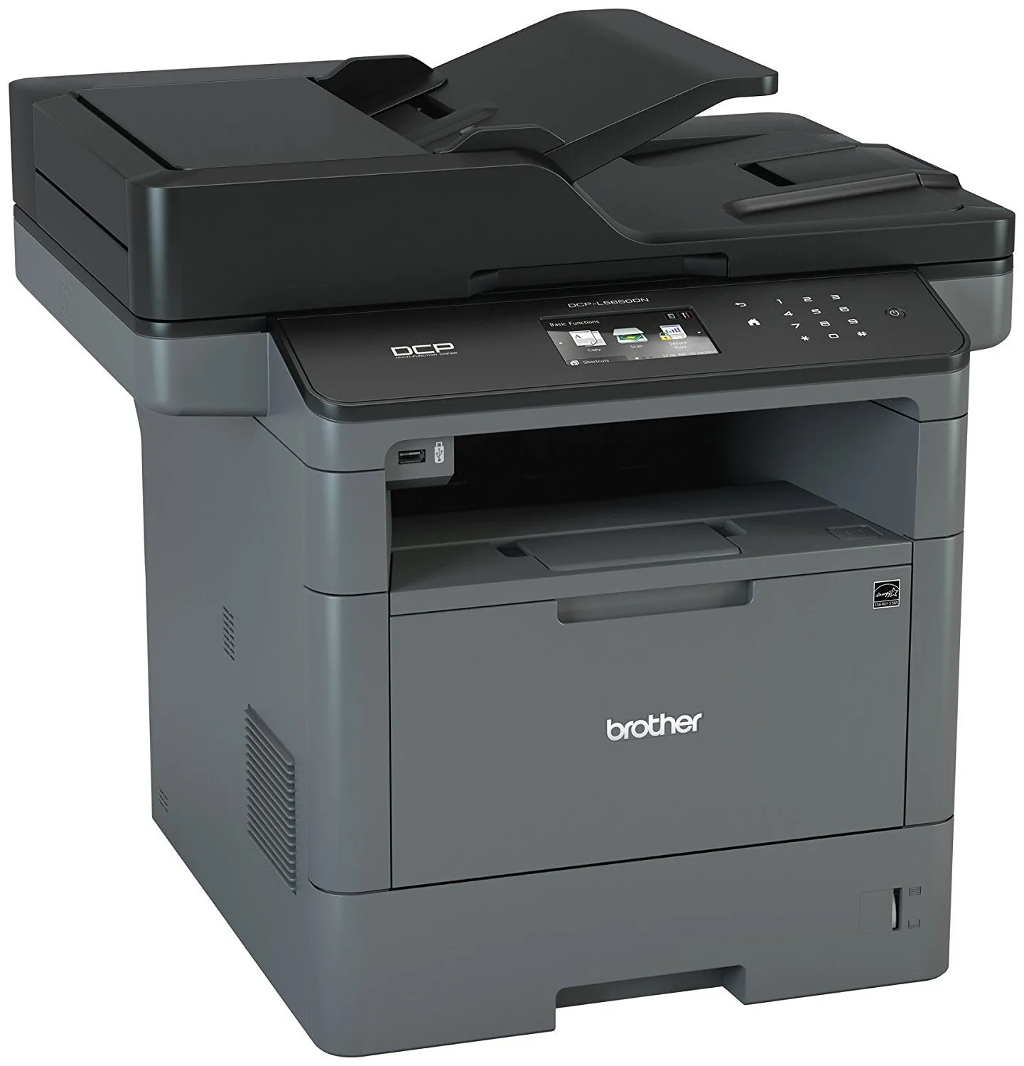 Brother DCP Monochrome Laser Multi-function Printer, 512MB Memory, Ethernet, Color Touchscreen Display - DCP-L5650DN