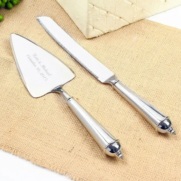 Brushed Rhinestone Cake Server Set