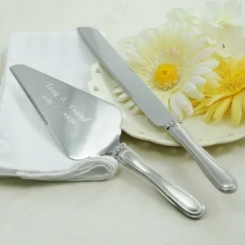 Brushed Rhinestone Cake Server Set