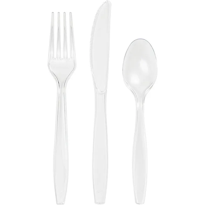 Bulk Clear Assorted Plastic Cutlery (288 per Case)