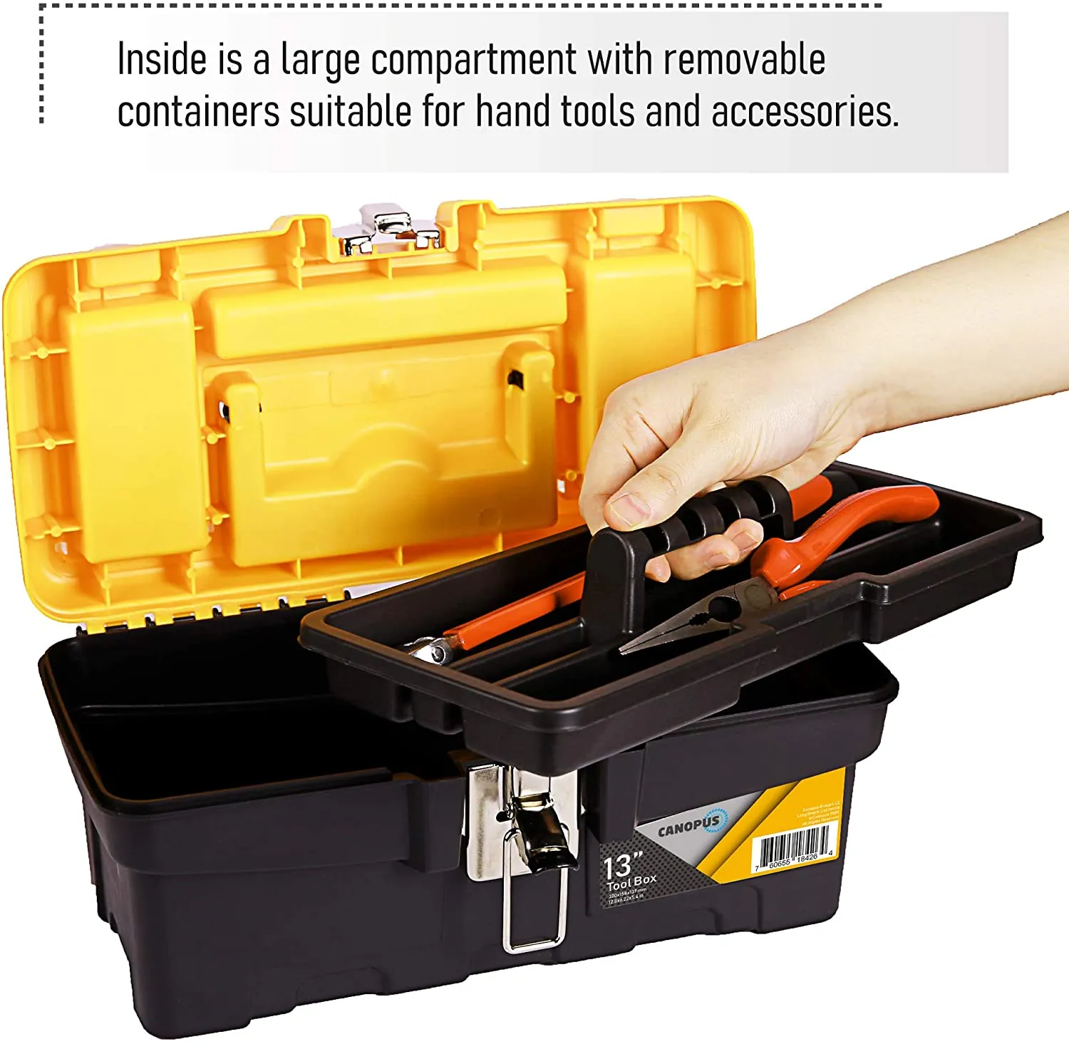 CANOPUS Plastic Tool Box, 13 inch Portable Tool Box