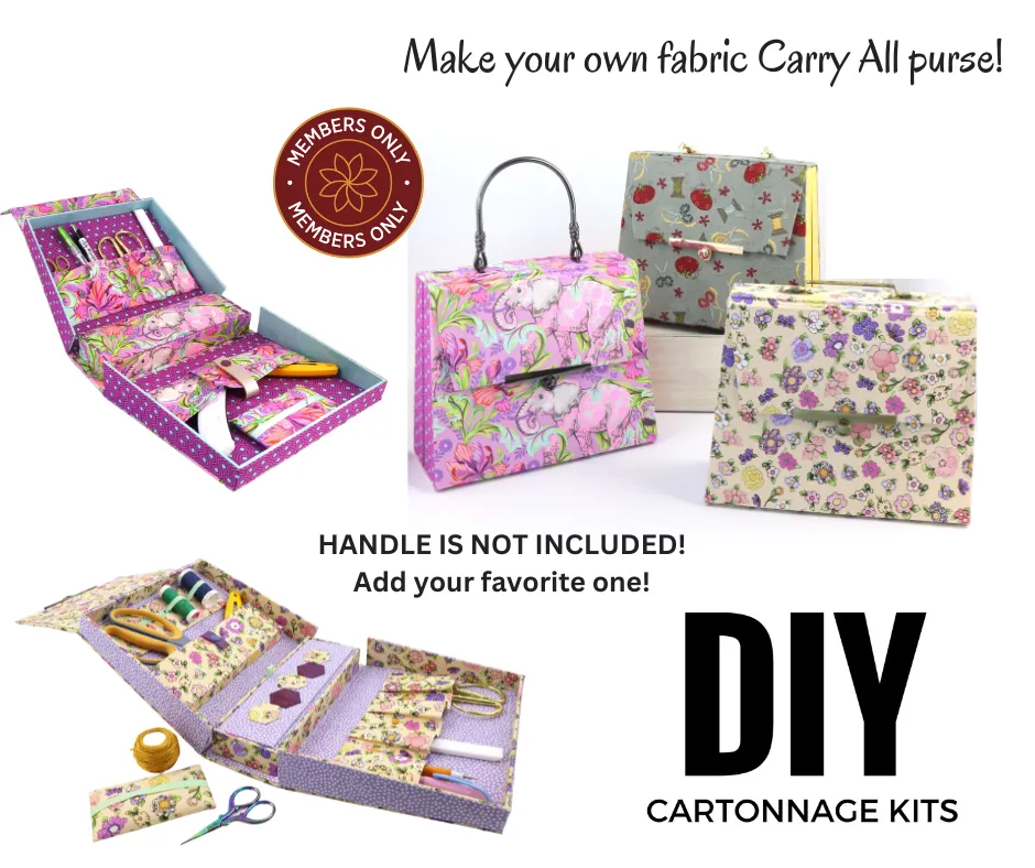 Carry all purse DIY kit, fabric box kit, cartonnage kit 223