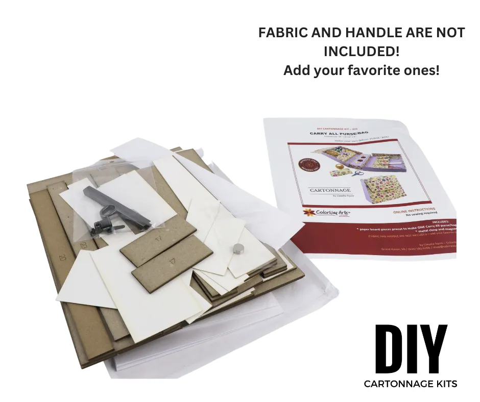 Carry all purse DIY kit, fabric box kit, cartonnage kit 223