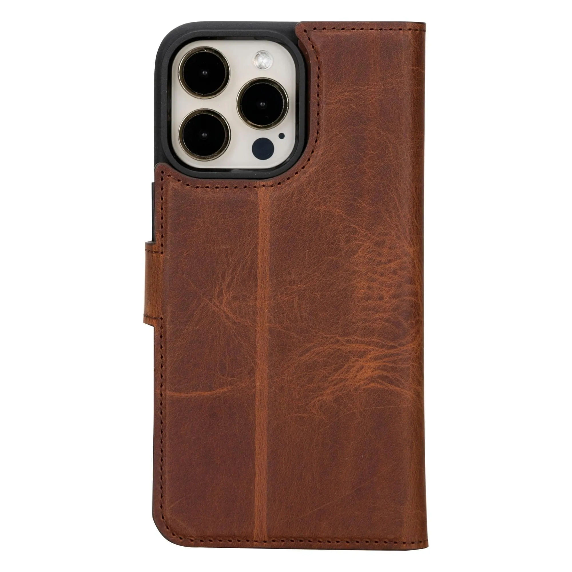 Carter iPhone 15 Detachable Wallet Case, Antique Brown