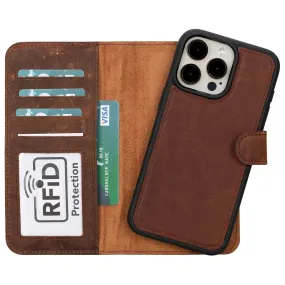 Carter iPhone 15 Detachable Wallet Case, Antique Brown