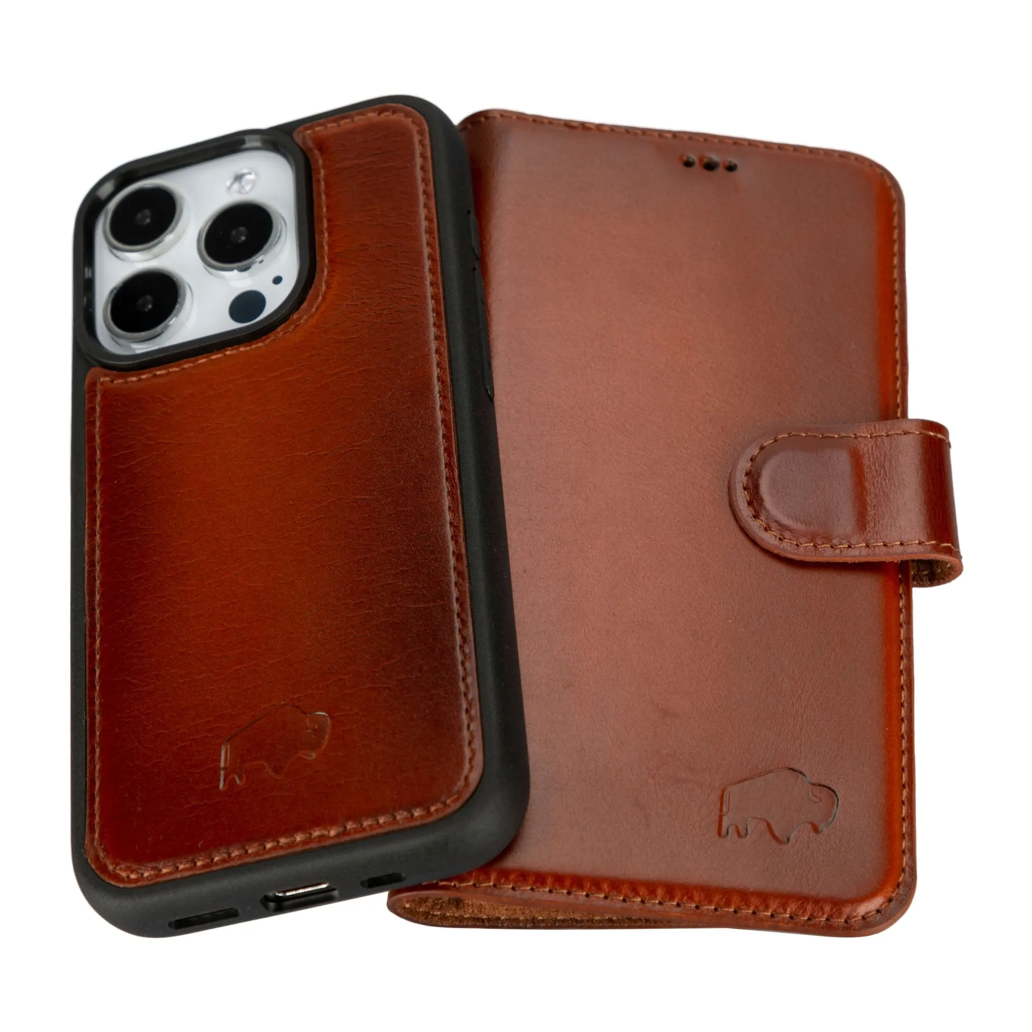 Carter iPhone 15 Pro Wallet Case, Burnished Tan