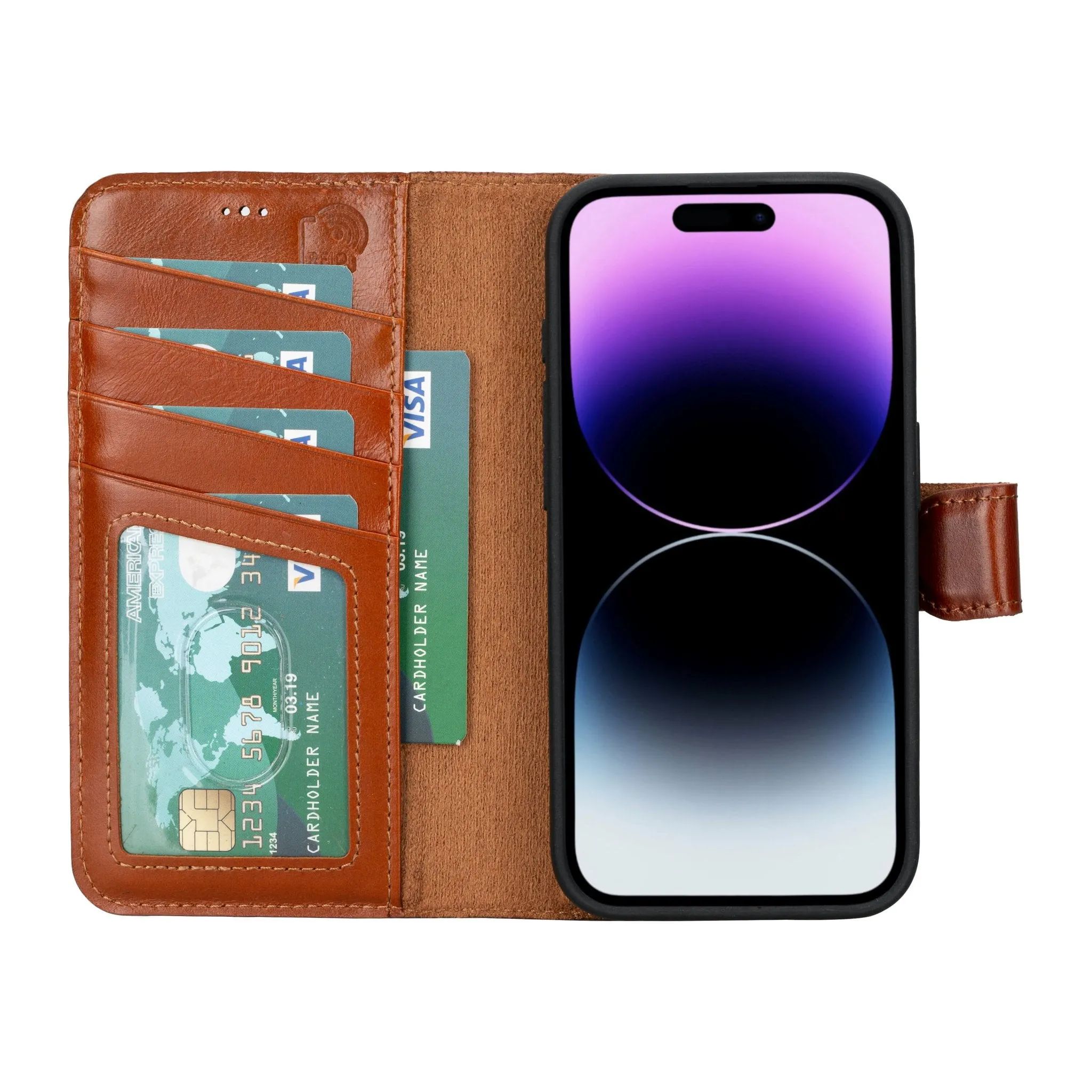 Carter iPhone 15 Pro Wallet Case, Burnished Tan