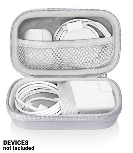 Case for MacBook Pro, Air Power Adapter, MagSafe, MagSafe2, iPhone 12/12 Pro MagSafe Charger, USB C Hub, Type C Hub, USB Multi Ports Type c hub, Detachable Wrist Strap, mesh Pocket (Space Silver)