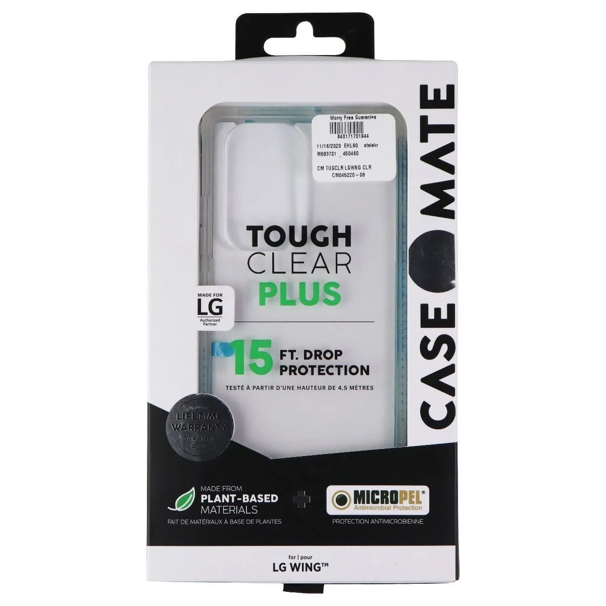 Case-Mate Tough Clear Plus Case for LG Wing 5G- Clear / Frost