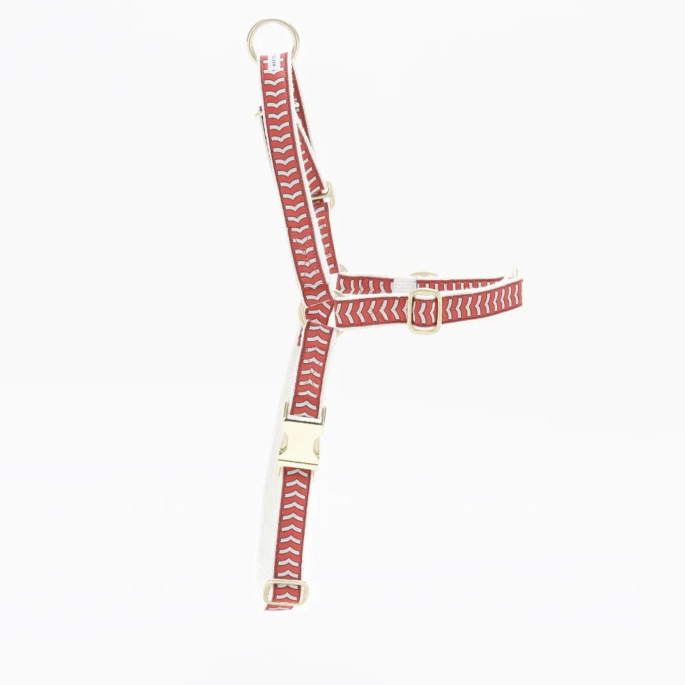 Chef l'Bark Good Walk No-Pull Dog Harness: Fire Red Cream Black