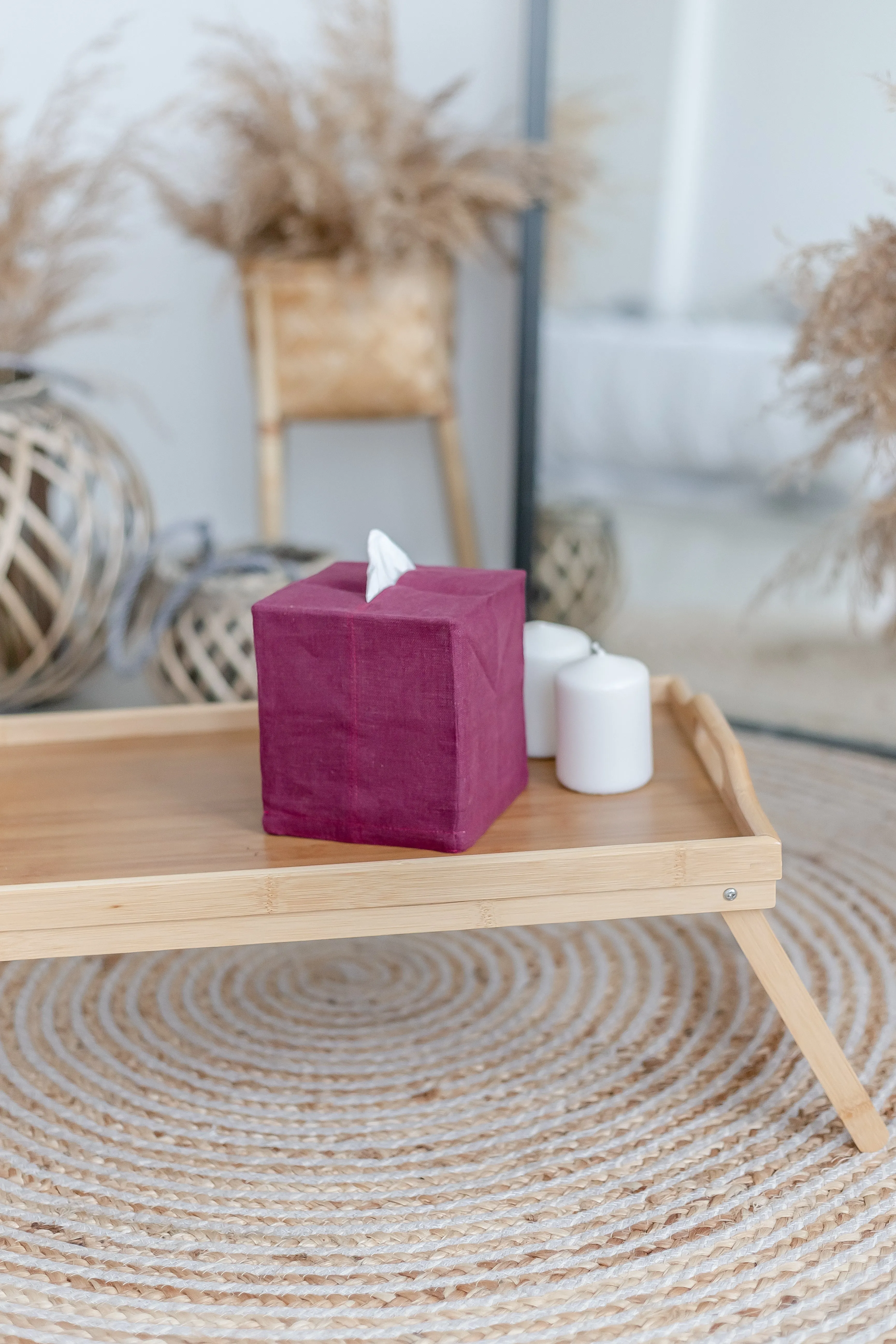 Cherry Linen Tissue Box Cover