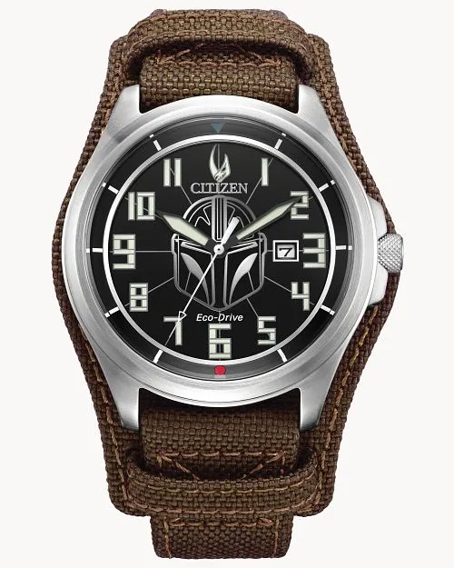 Citizen Mandalorian Black Dial Nylon & Leather Strap Watch AW1411-05W