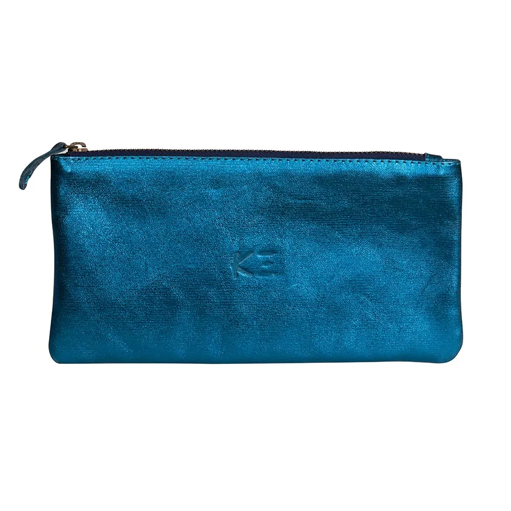 Clairefontaine K3 Blue Leather Pencil Case 22x11cm