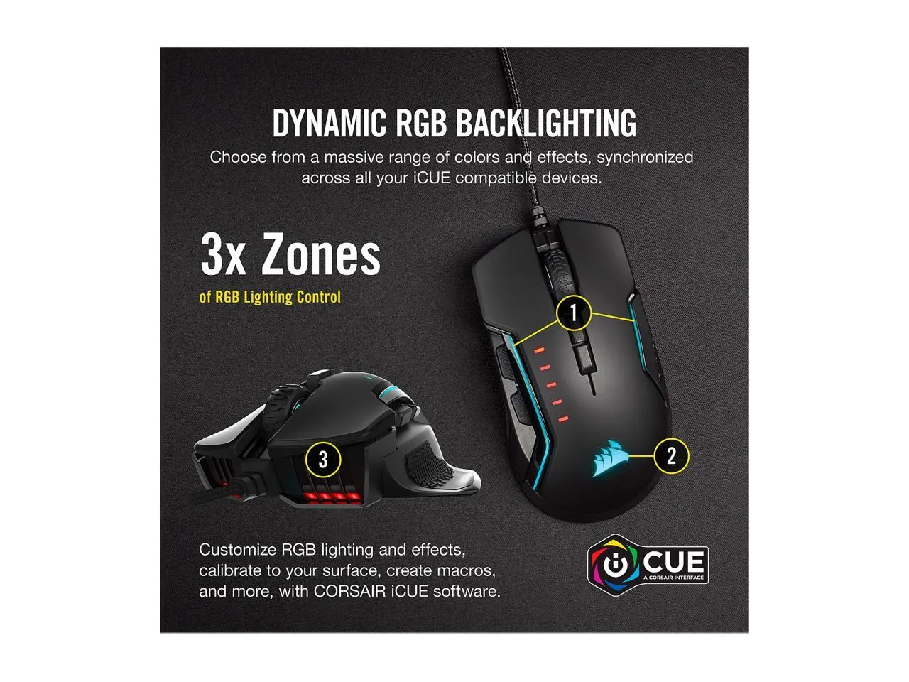 Corsair Mouse Glaive RGB Pro Comfort FPS/MOBA Gaming Mouse with Interchangeable Grips. Black, Backlit RGB LED, 18000 dpi, Optical