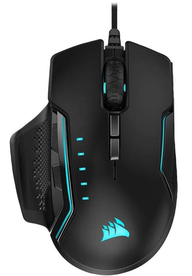 Corsair Mouse Glaive RGB Pro Comfort FPS/MOBA Gaming Mouse with Interchangeable Grips. Black, Backlit RGB LED, 18000 dpi, Optical