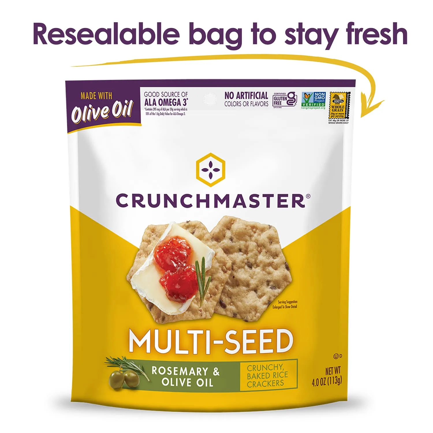 Crunchmaster Multi-Seed Rosemary and Olive Oil Crackers 4 oz