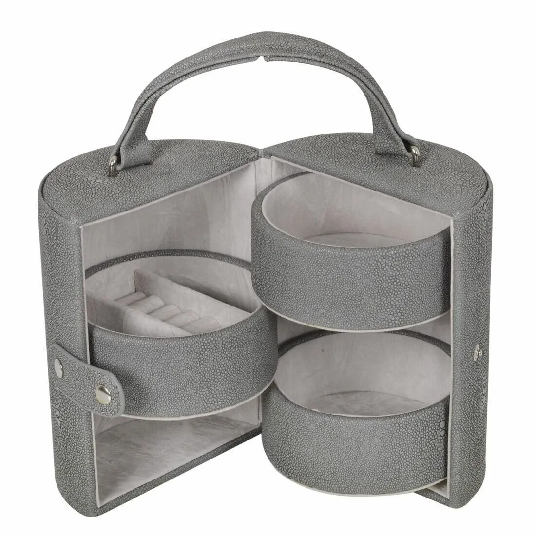 Cylinder Barrel Shaped Jewellery Box With Three Tiers